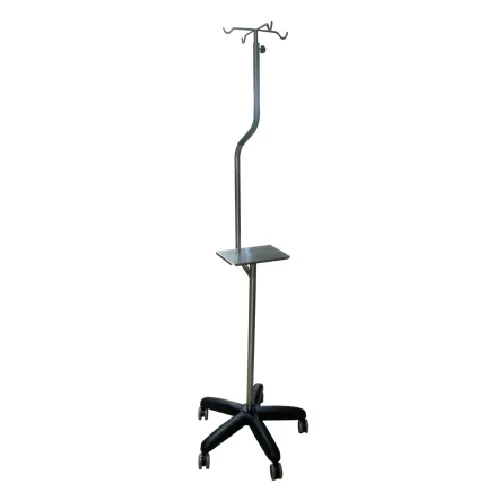 ATRIL PORTA SUERO PARA BOMBA DE INFUSION EN ACERO INOXIDABLE CON 5 PATAS